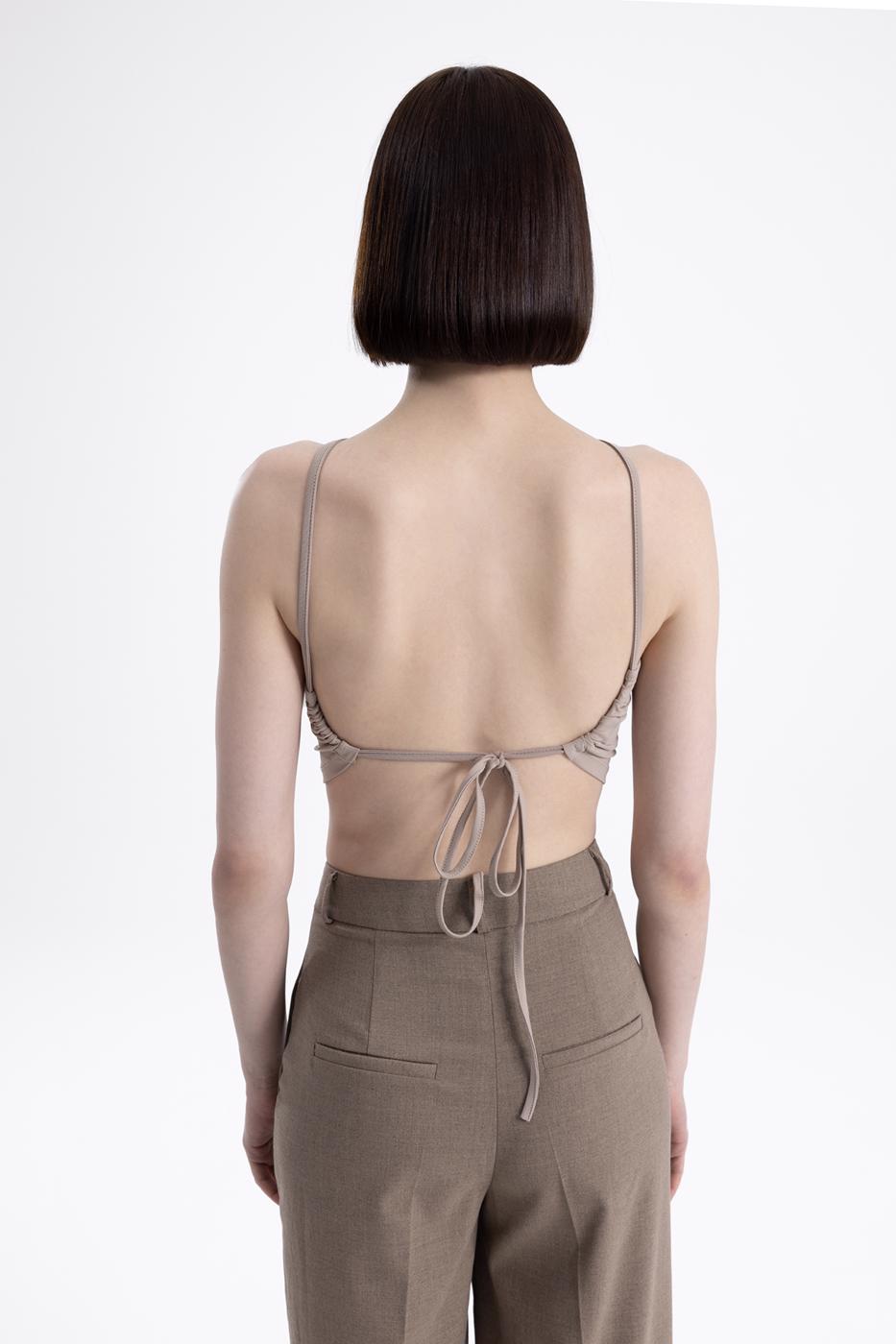 Neck tie top Dark beıge