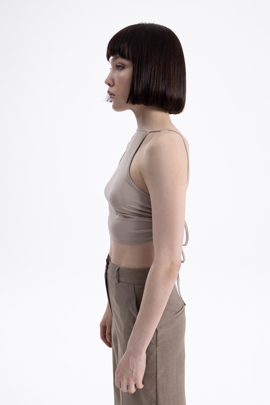 Neck tie top Dark beıge