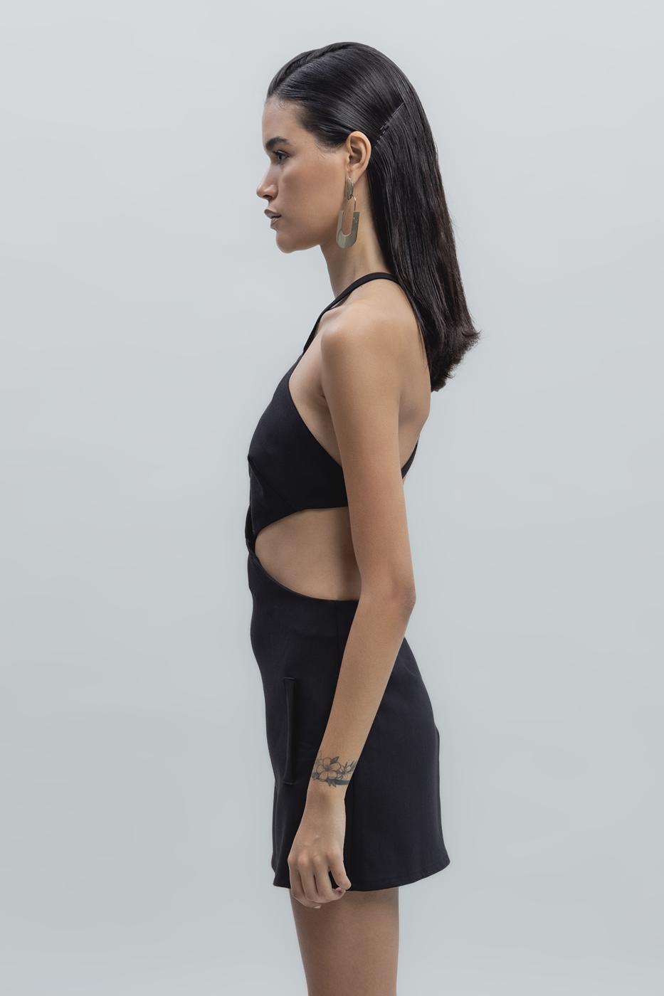 Back Cross Banded Mini Dress