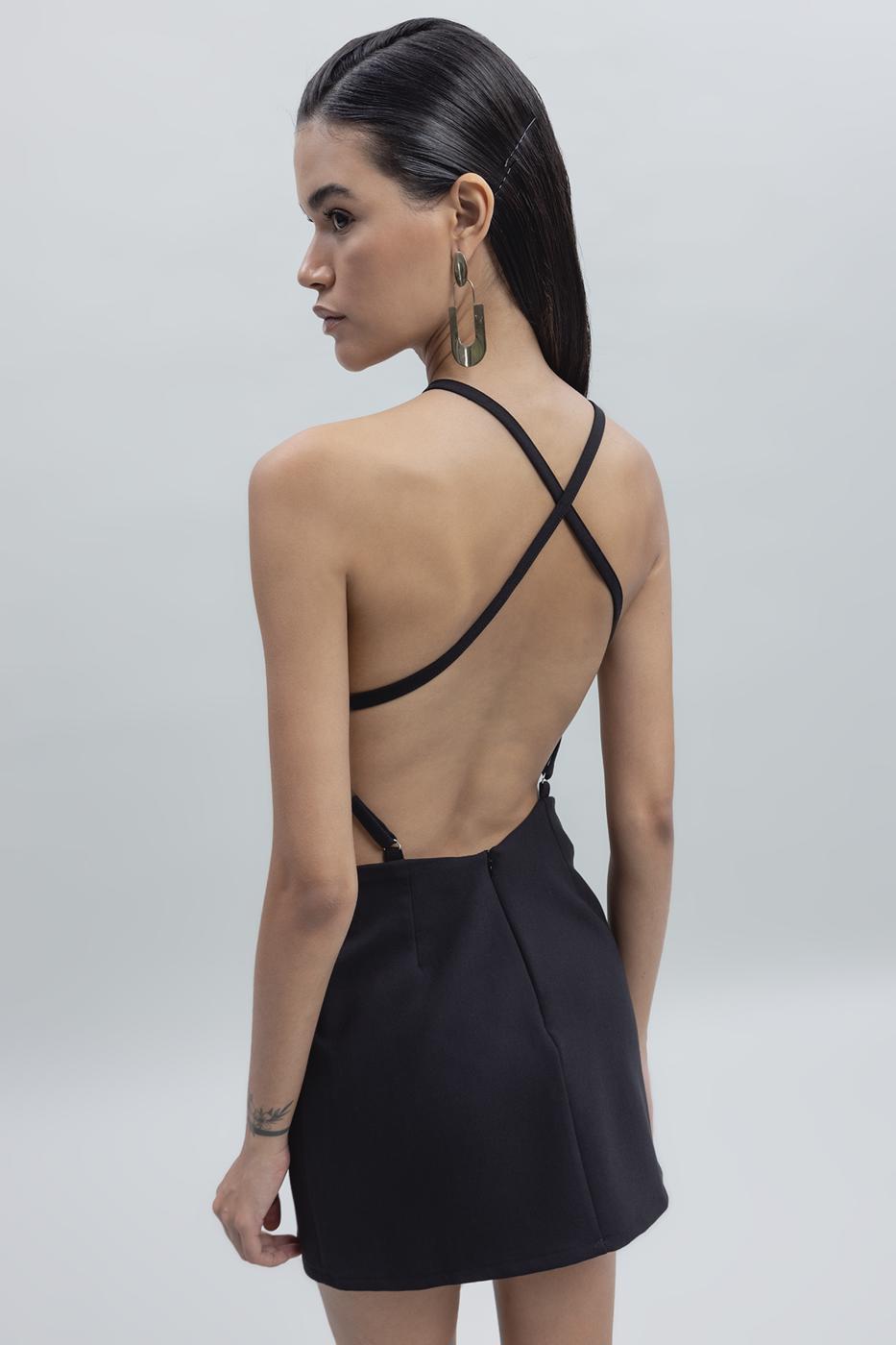 Back Cross Banded Mini Dress