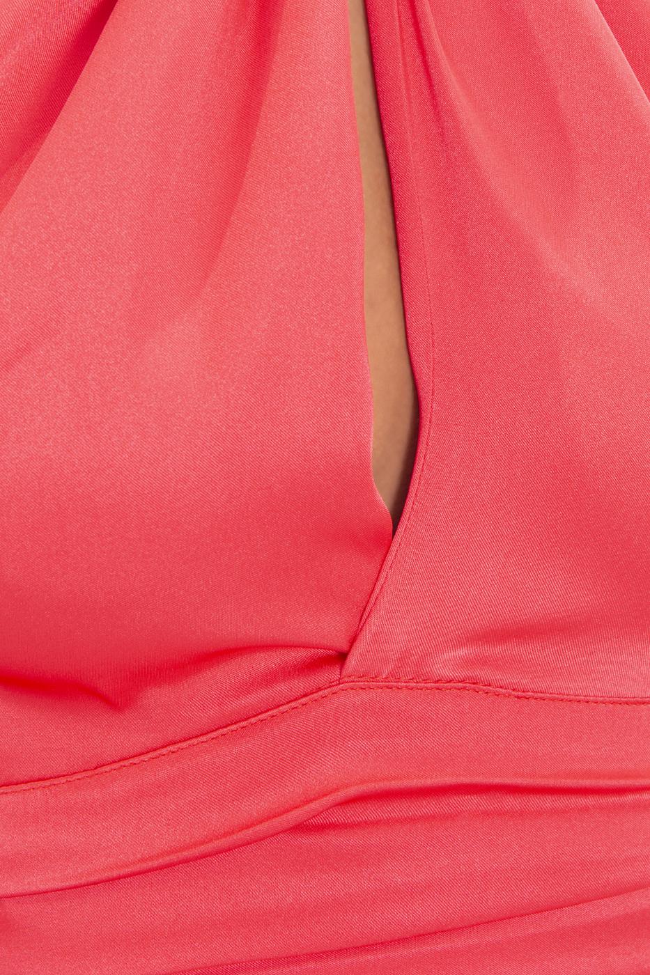 Open back tie detailed blouse Coral