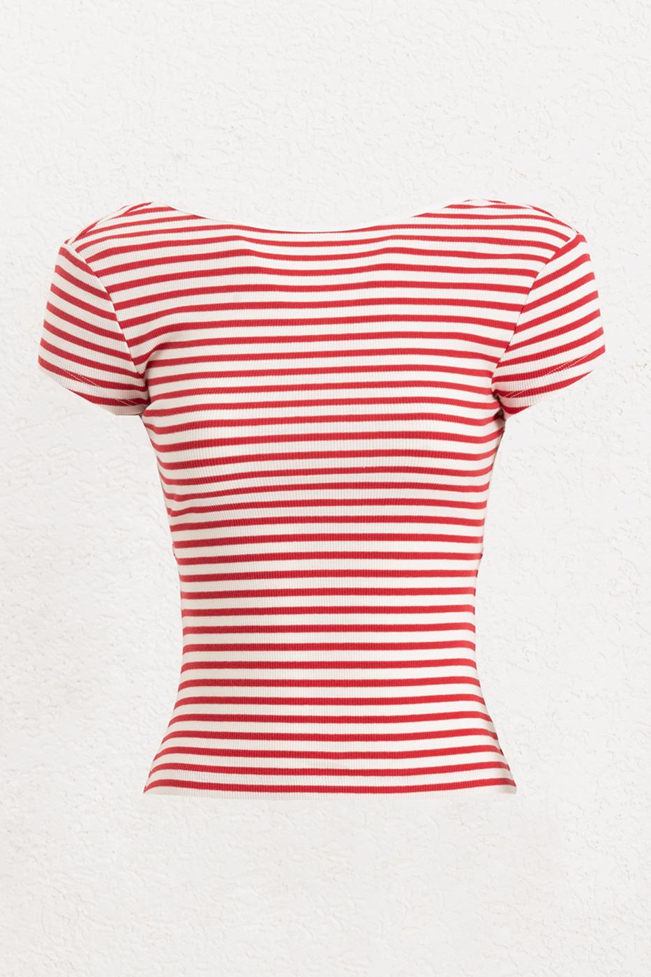 Striped Backless Top Red