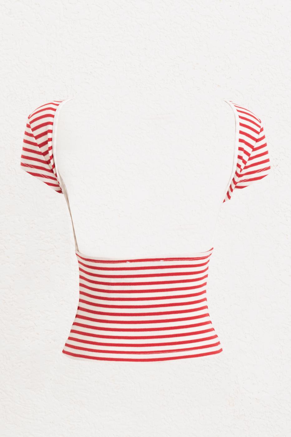 Striped Backless Top Red