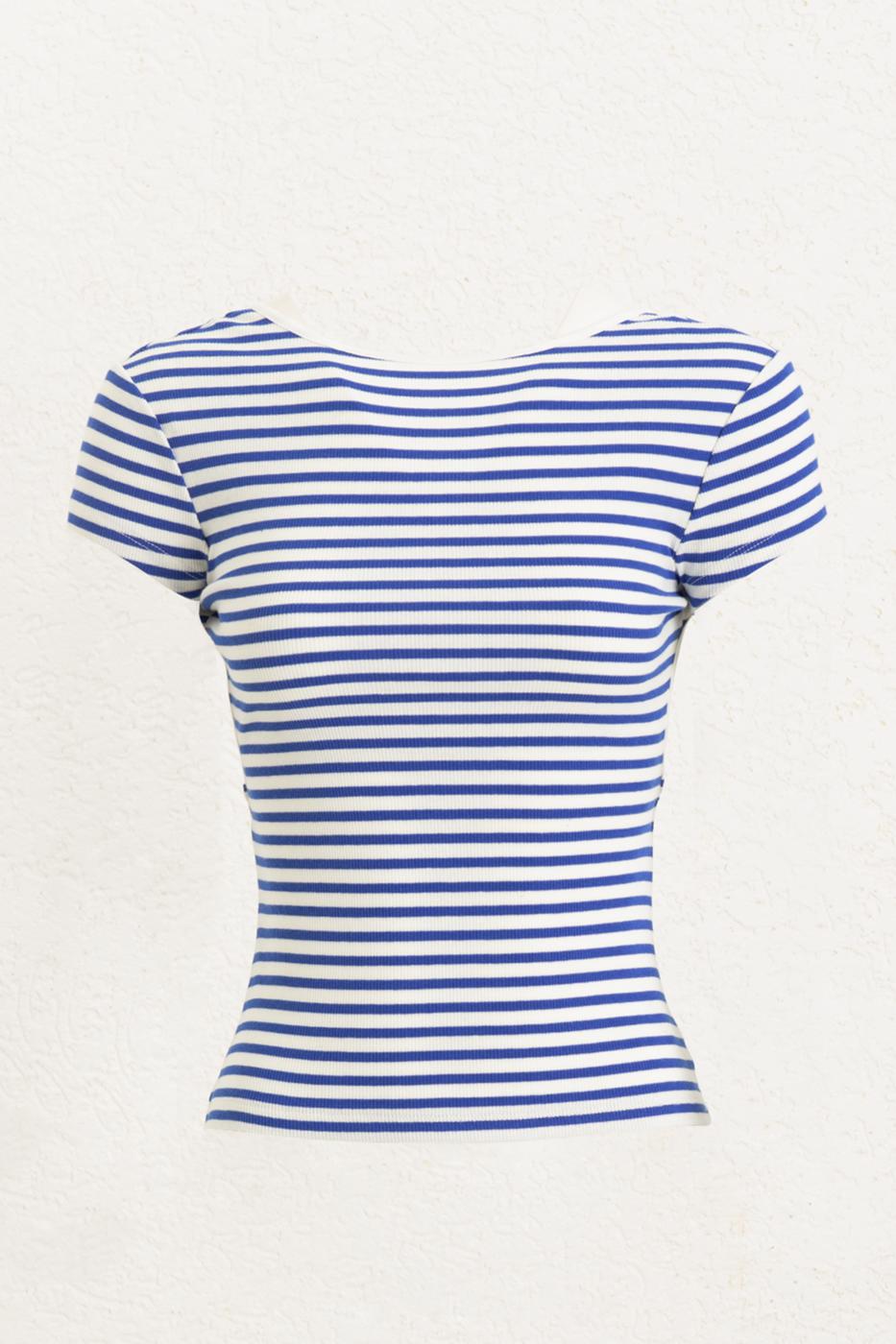 Striped Backless Top Blue