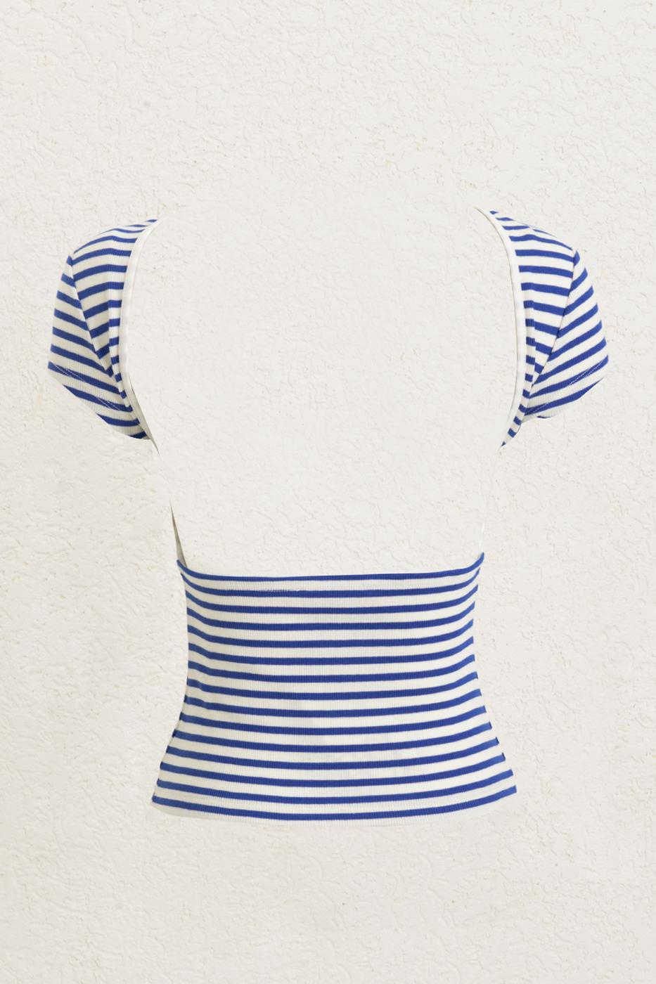 Striped Backless Top Blue