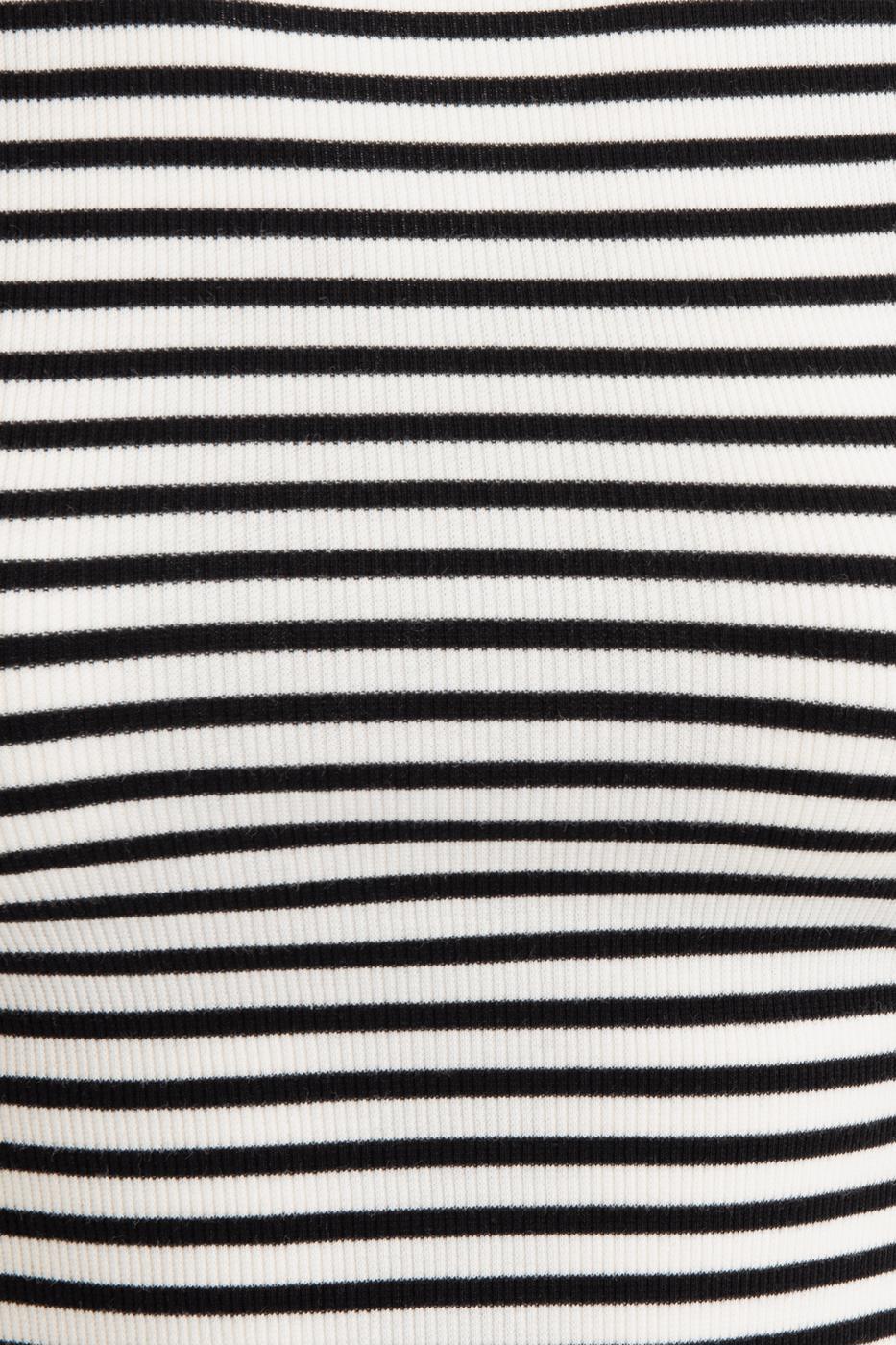 Striped Backless Top Black whıte