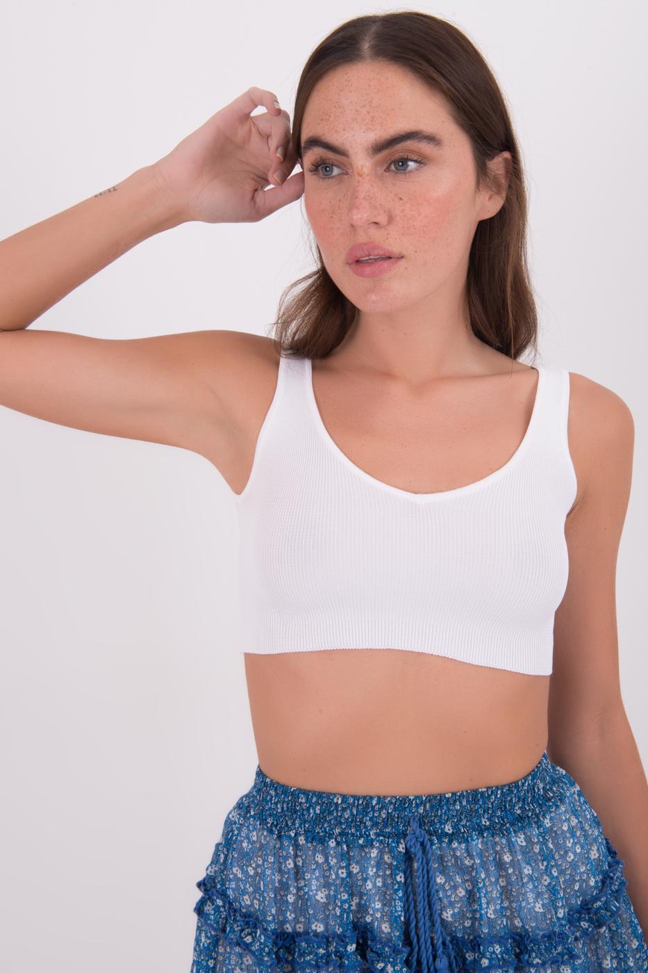 Open Back Knit Cami Top Ecru