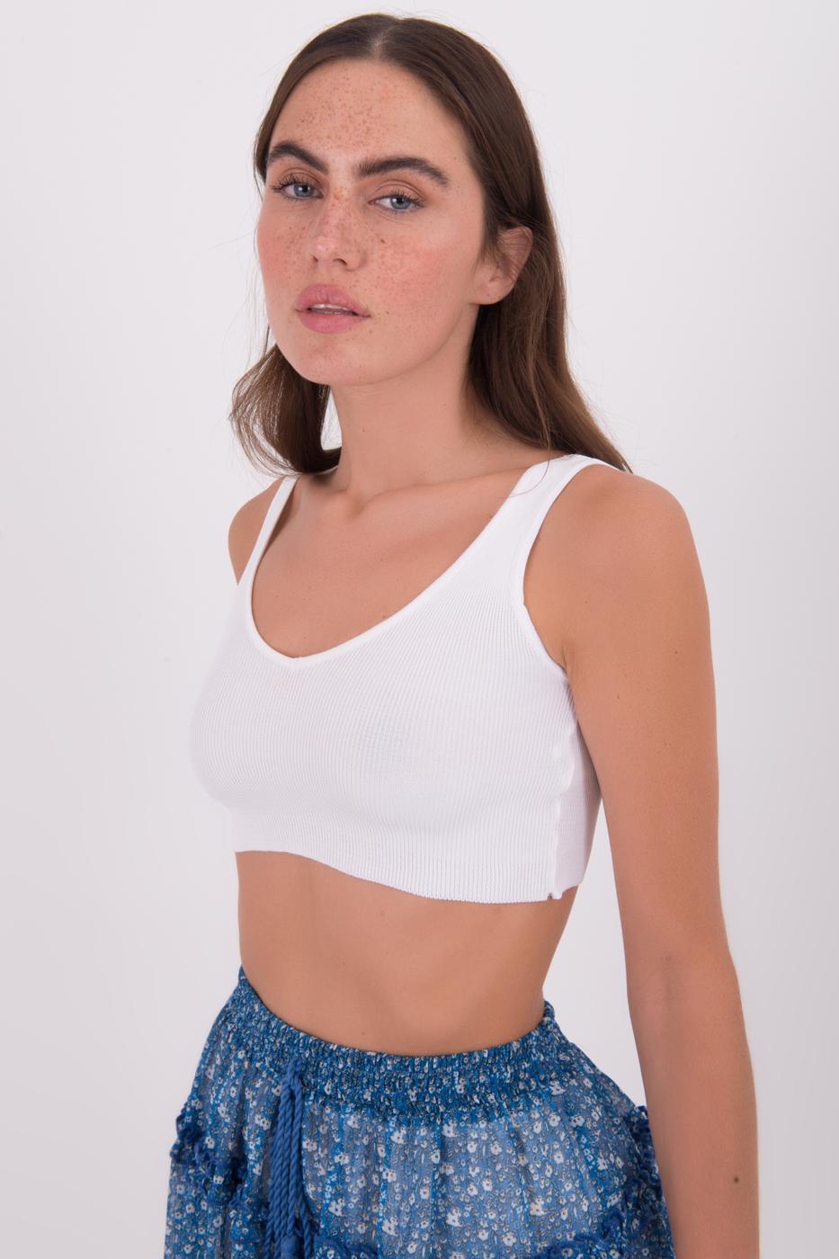 Open Back Knit Cami Top Ecru