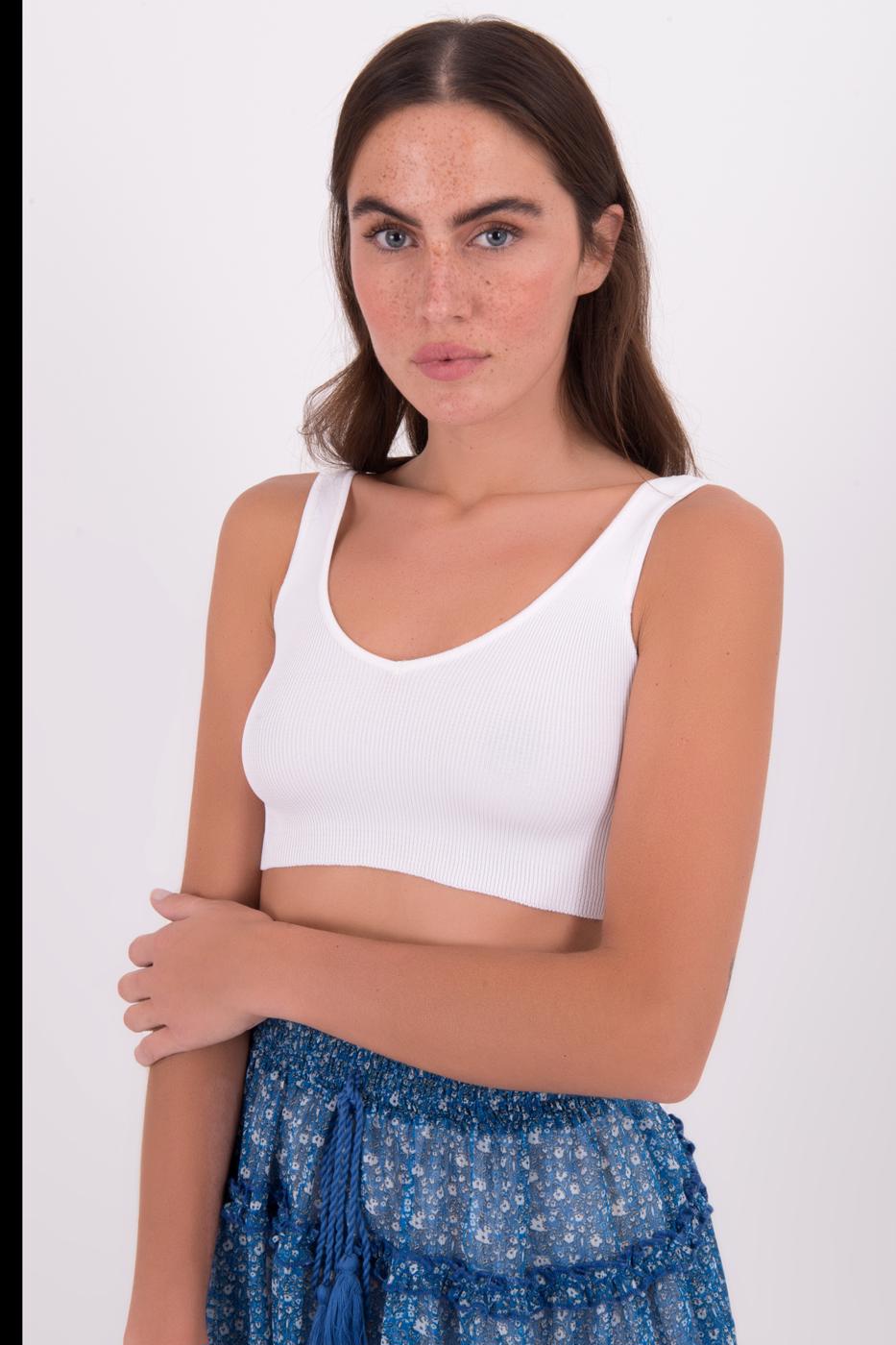 Open Back Knit Cami Top Ecru