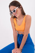 Open Back Knit Cami Top Orange