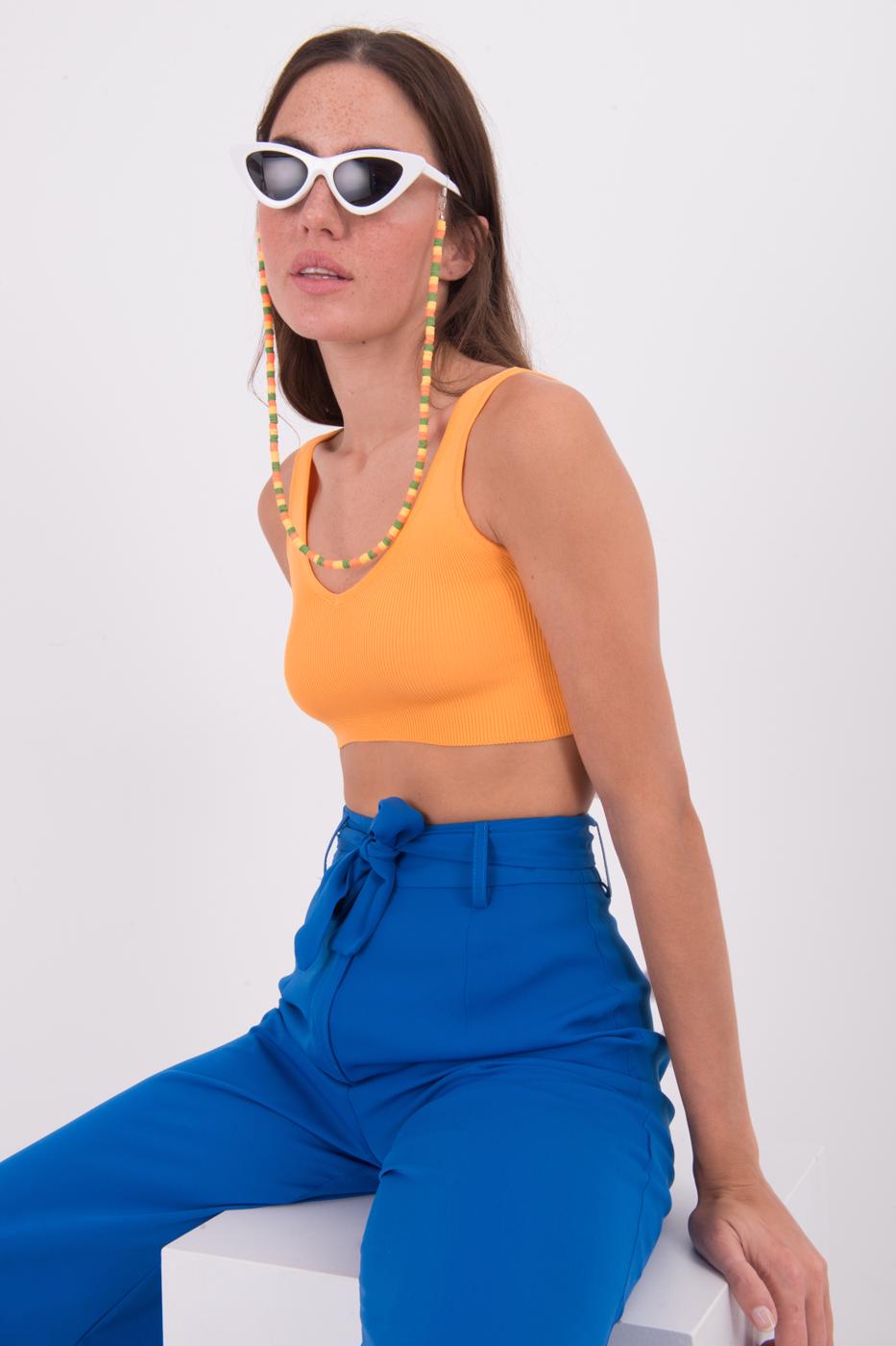 Open Back Knit Cami Top Orange