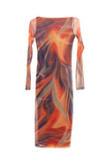 Open back tulle midi dress Multı colour