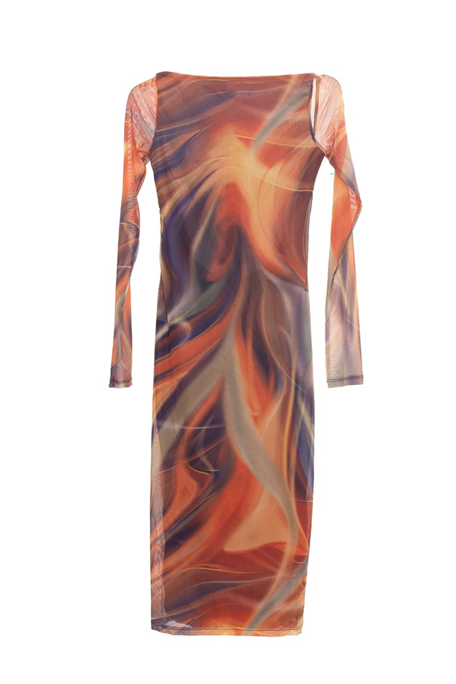 Open back tulle midi dress Multı colour