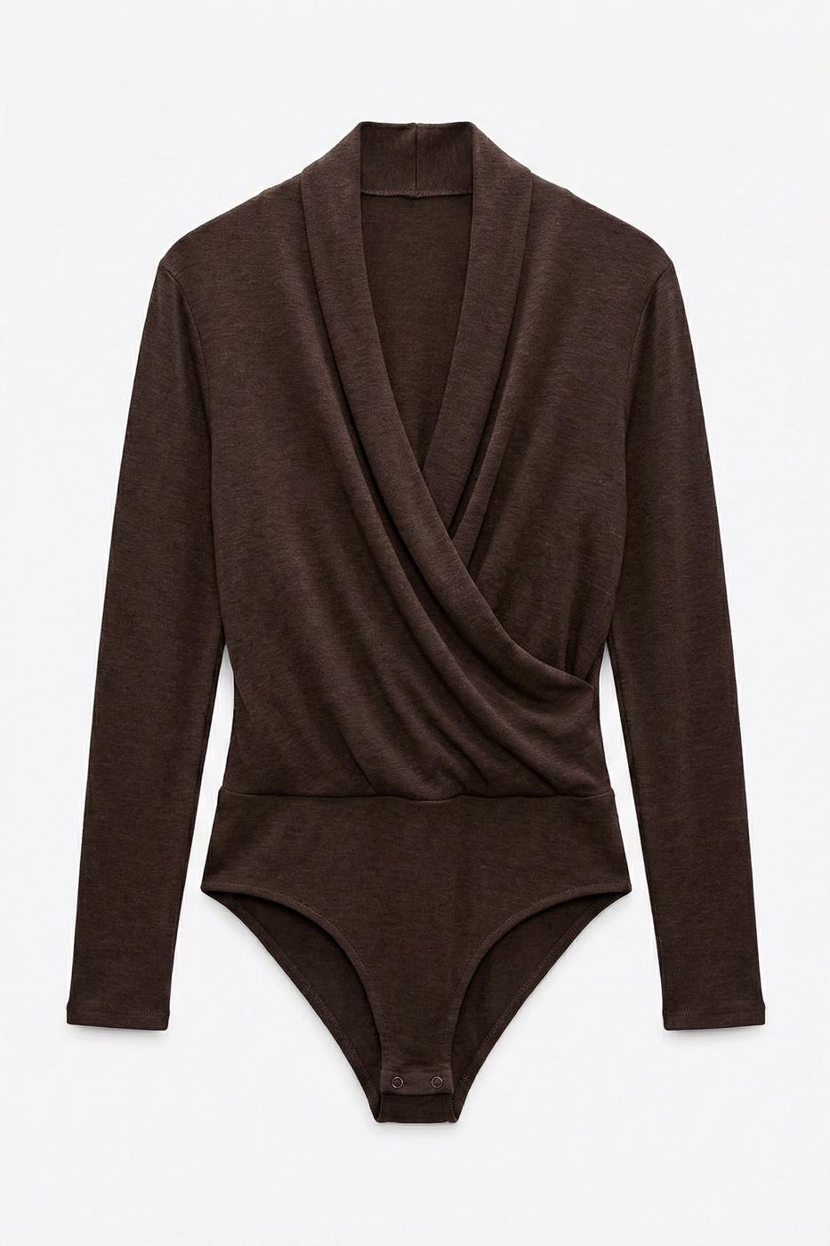 Soft Wrap Bodysuit Brown