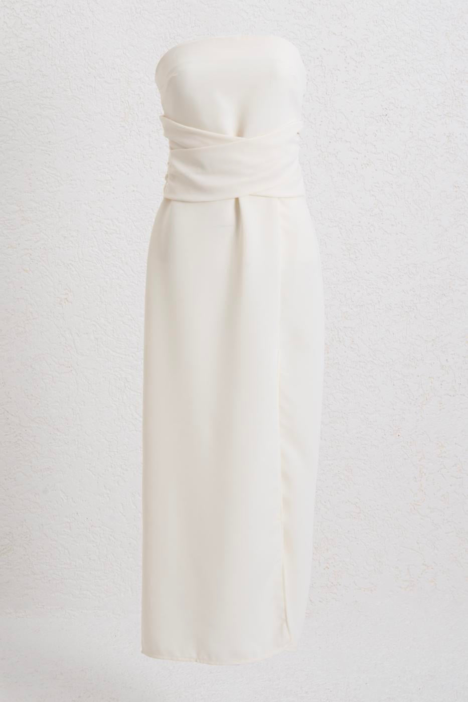 Strapless Midi Dress Ecru