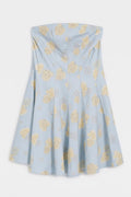 Strapless Ruffled Mini Dress Blue