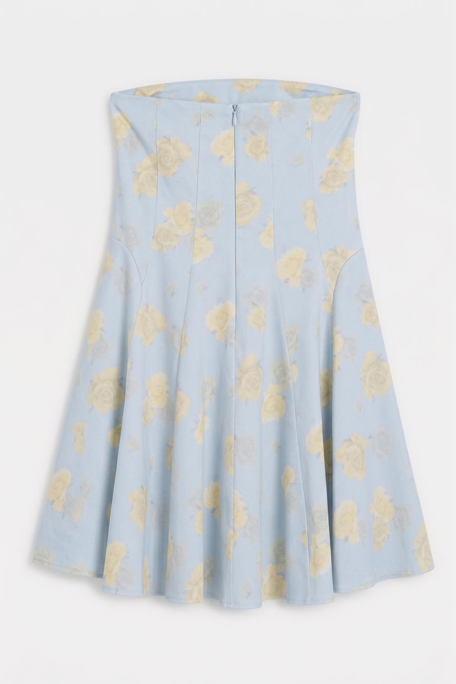 Strapless Ruffled Mini Dress Blue