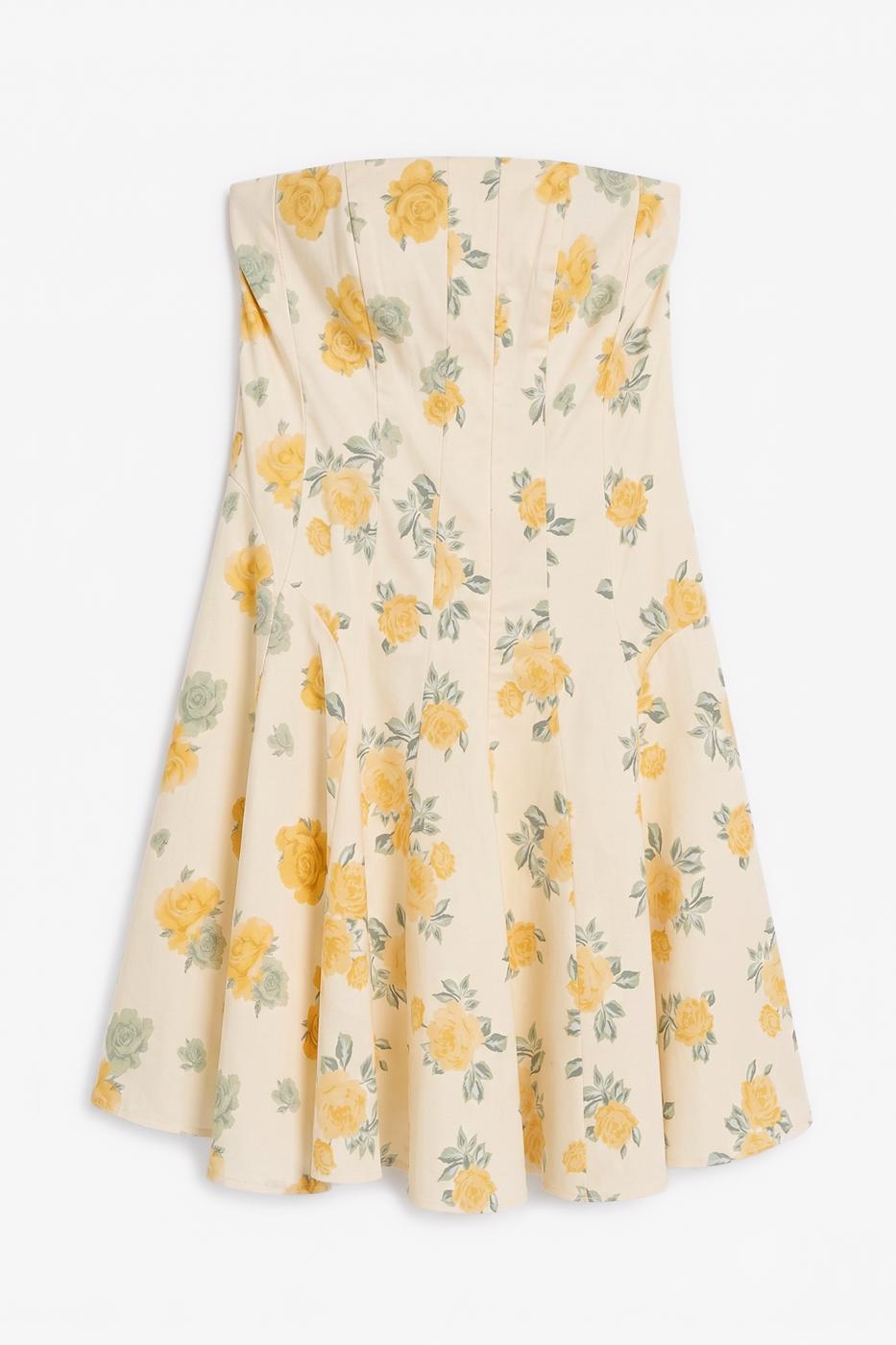Strapless Ruffled Mini Dress Yellow