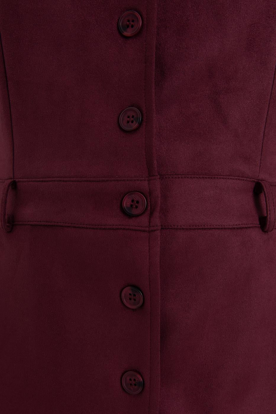 Suede-Look Mini Button-Down Dress Burgundy