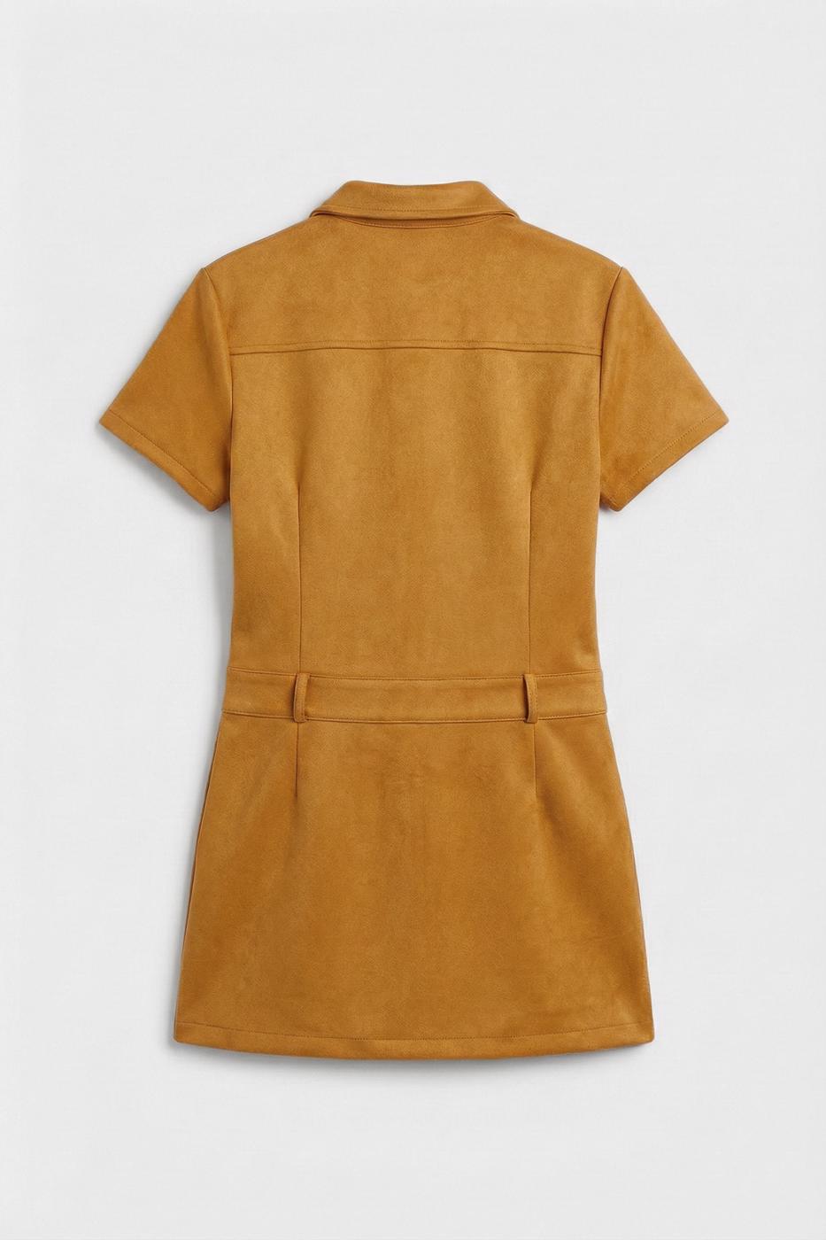 Suede-Look Mini Button-Down Dress Mıxed