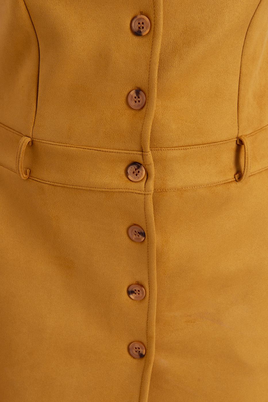 Suede-Look Mini Button-Down Dress Mıxed