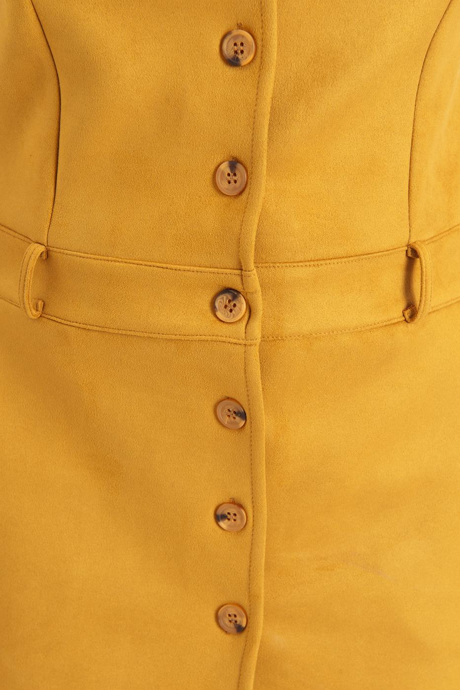 Suede-Look Mini Button-Down Dress Mıxed