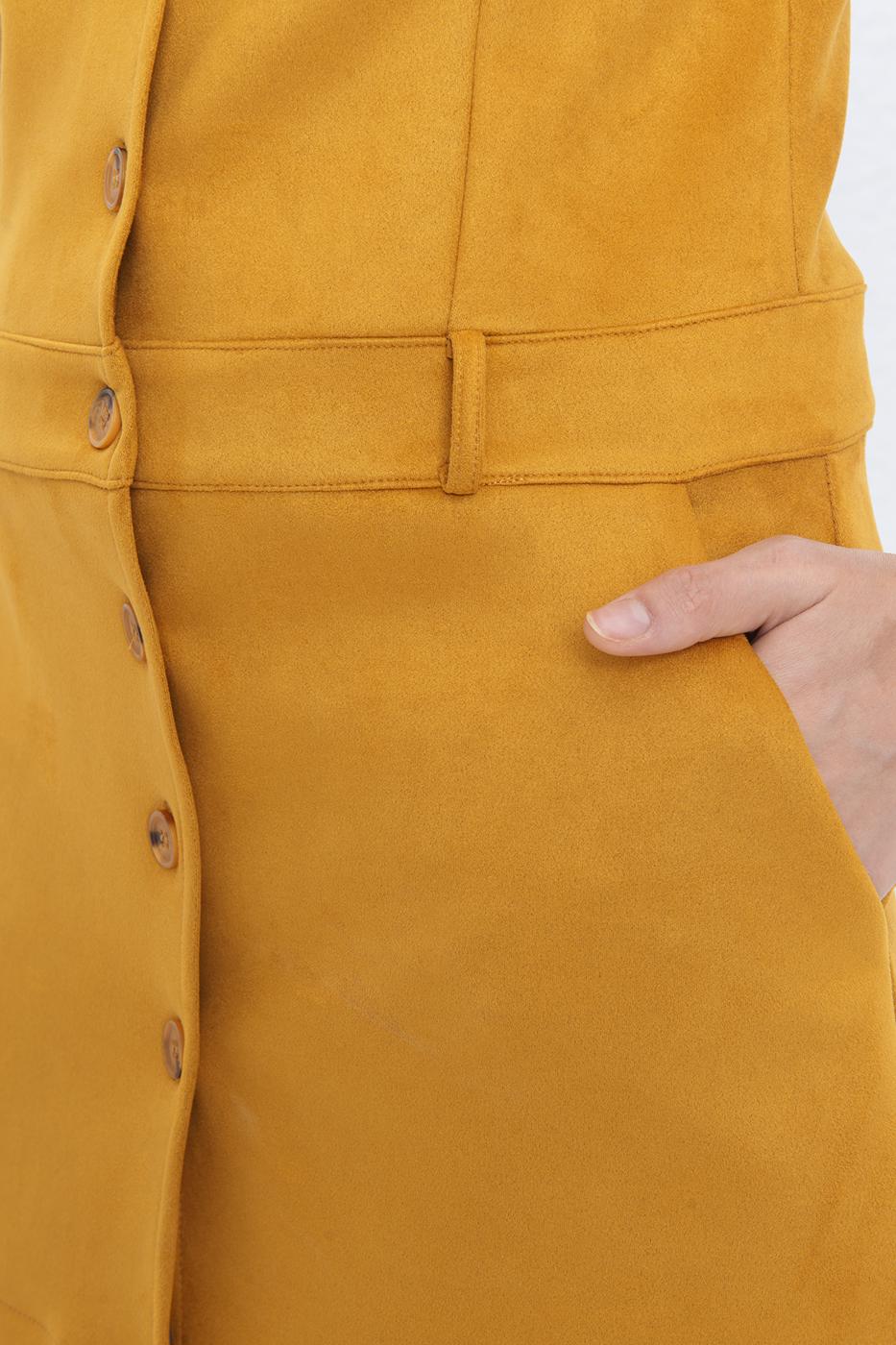 Suede-Look Mini Button-Down Dress Mıxed