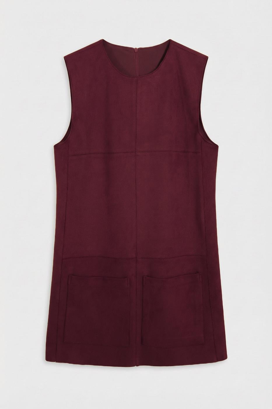 Suede-Look Mini Vest Dress Burgundy