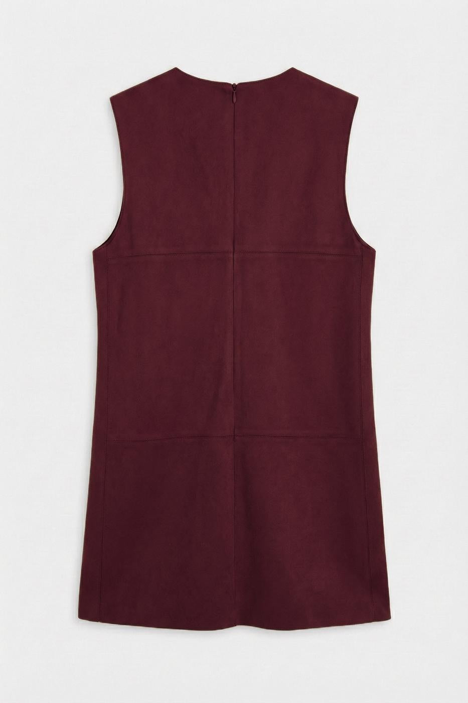Suede-Look Mini Vest Dress Burgundy