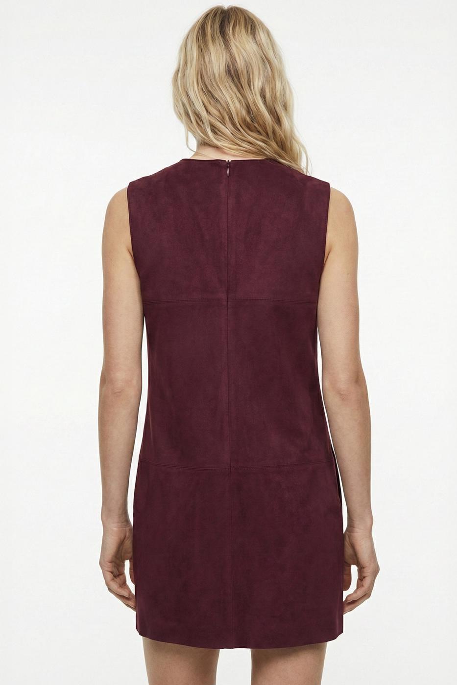 Suede-Look Mini Vest Dress Burgundy