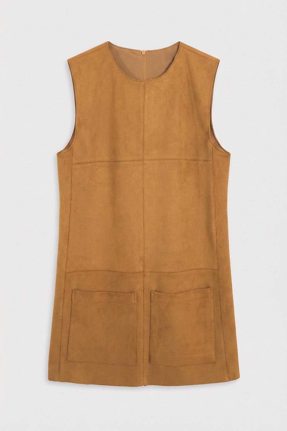 Suede-Look Mini Vest Dress Mıxed