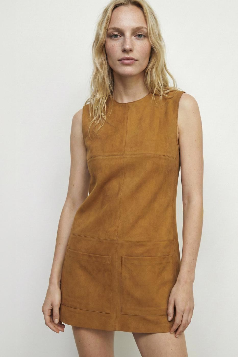 Suede-Look Mini Vest Dress Mıxed