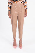 Faux leather jogger pants Camel