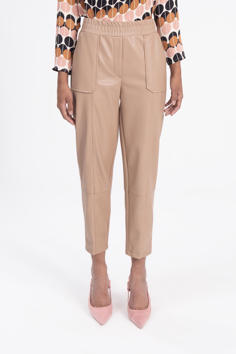 Faux leather jogger pants Camel