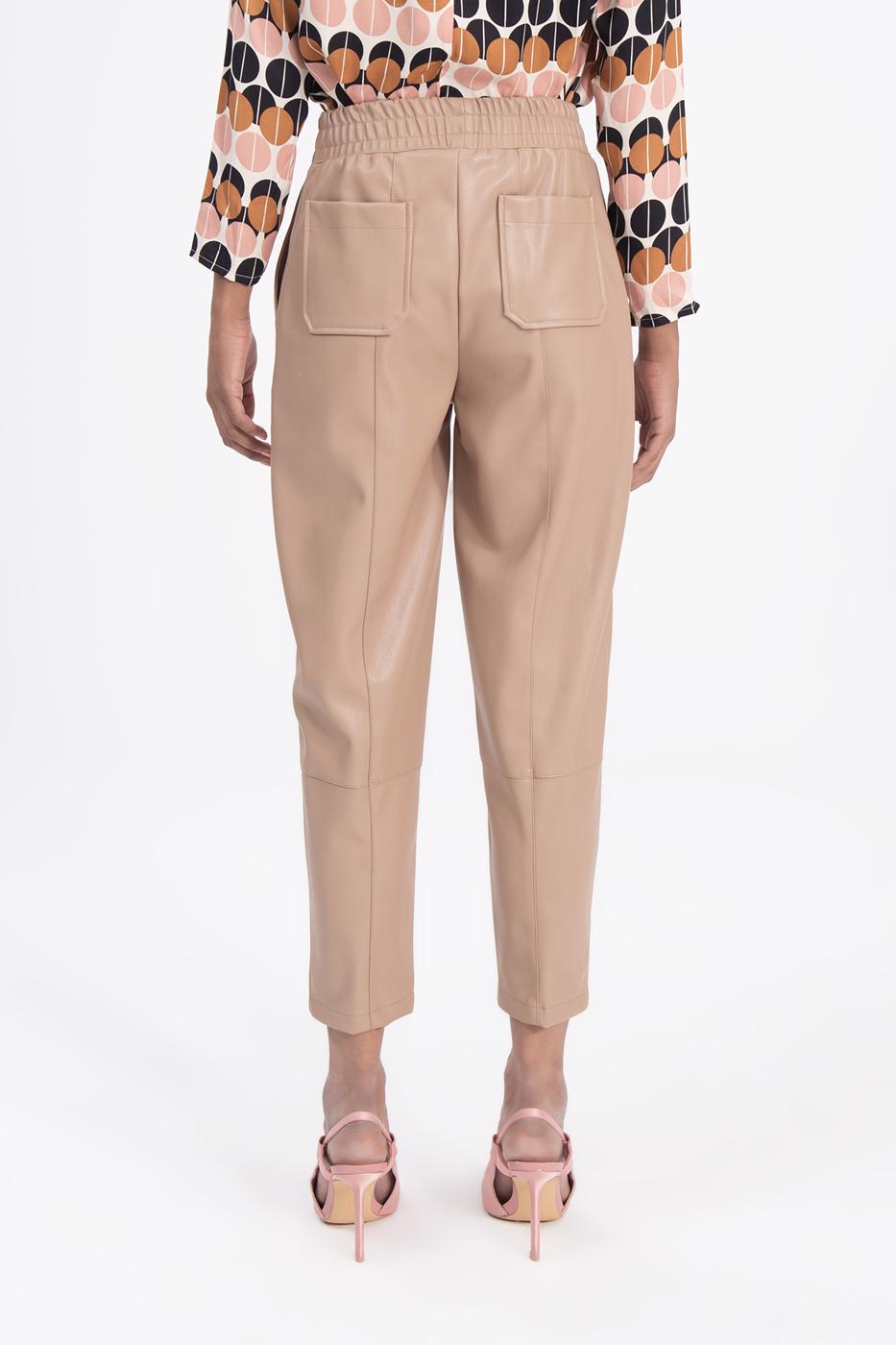Faux leather jogger pants Camel