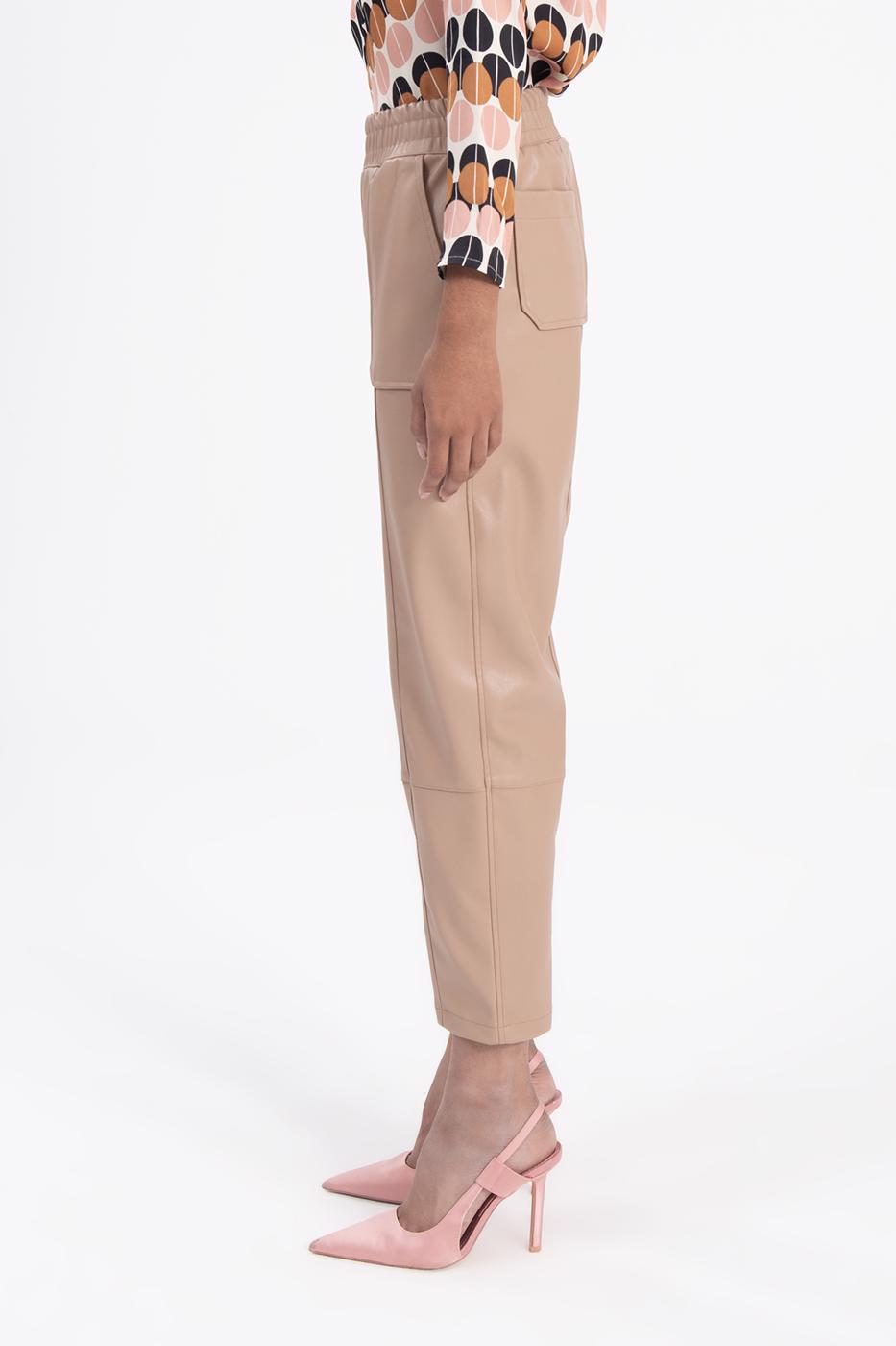 Faux leather jogger pants Camel