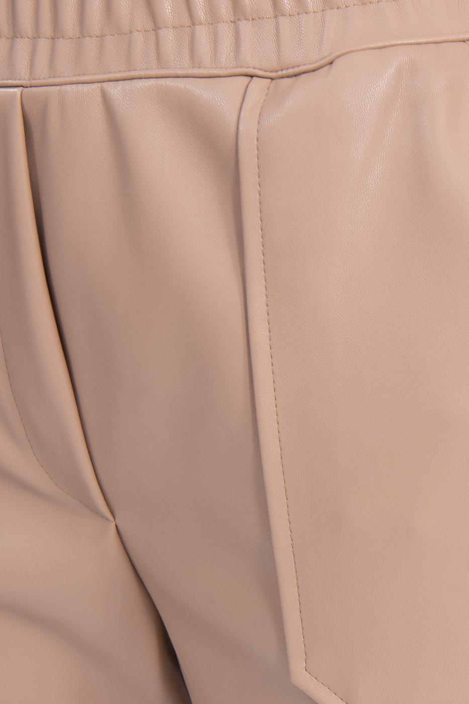 Faux leather jogger pants Camel