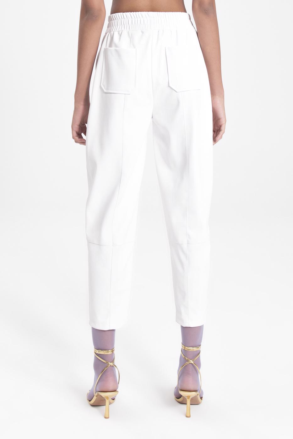 Faux leather jogger pants Ecru