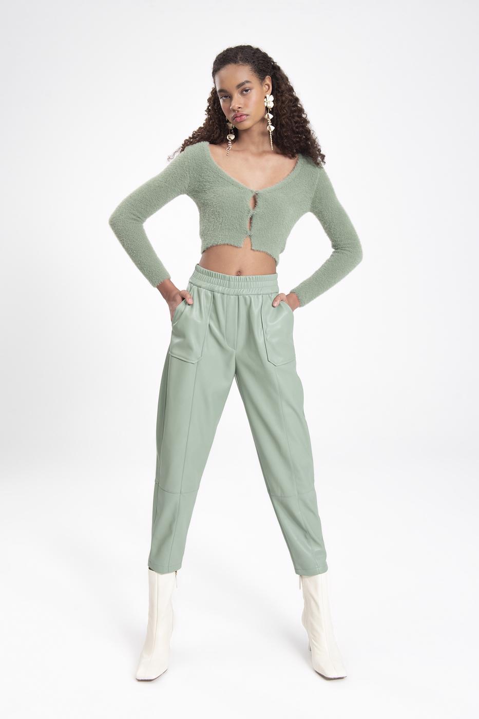 Faux leather jogger pants Mint
