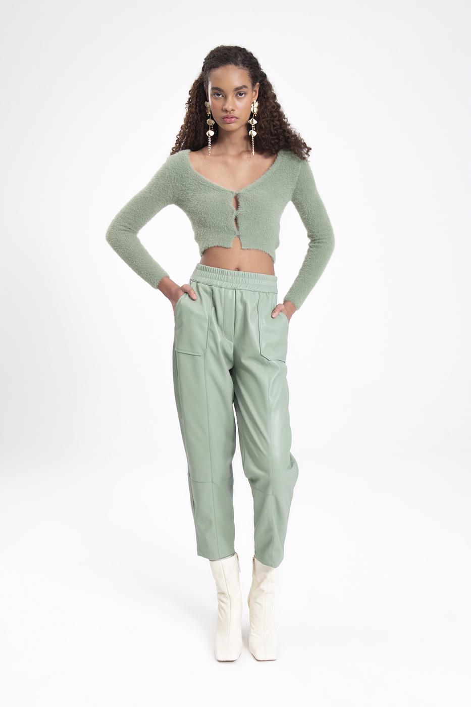 Faux leather jogger pants Mint
