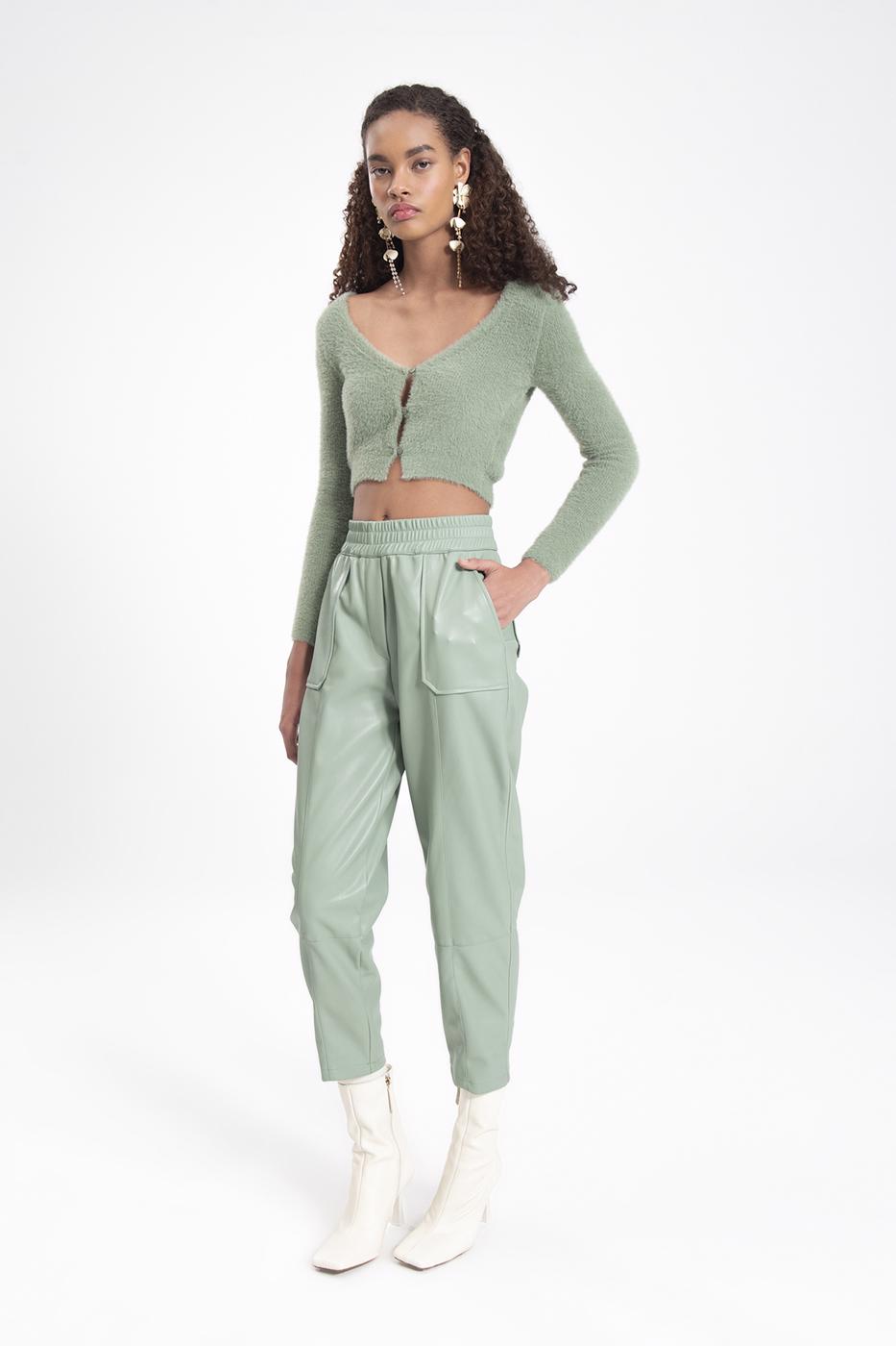 Faux leather jogger pants Mint