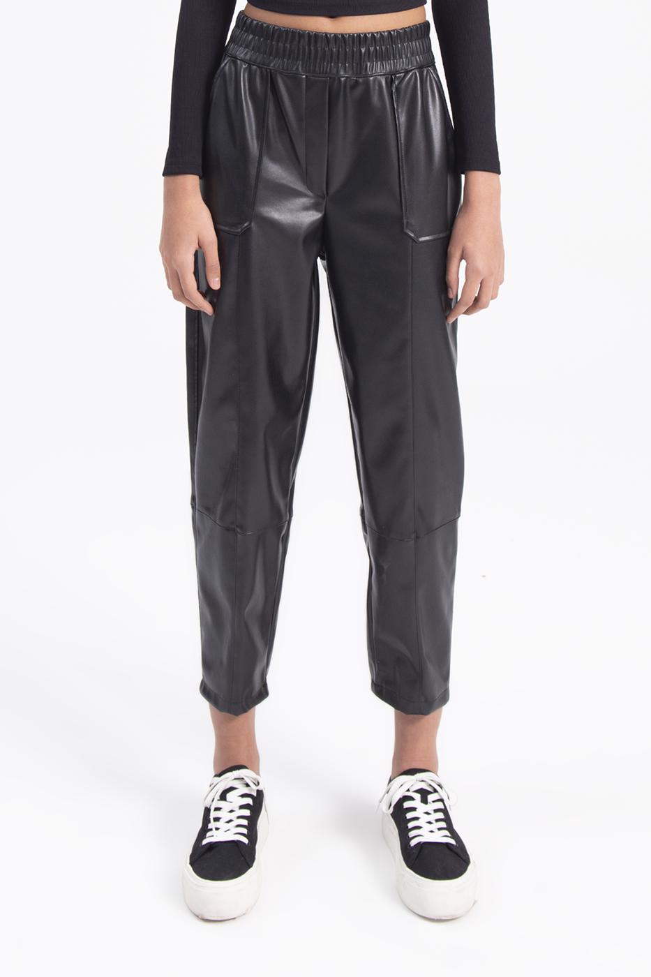 Faux leather jogger pants Black