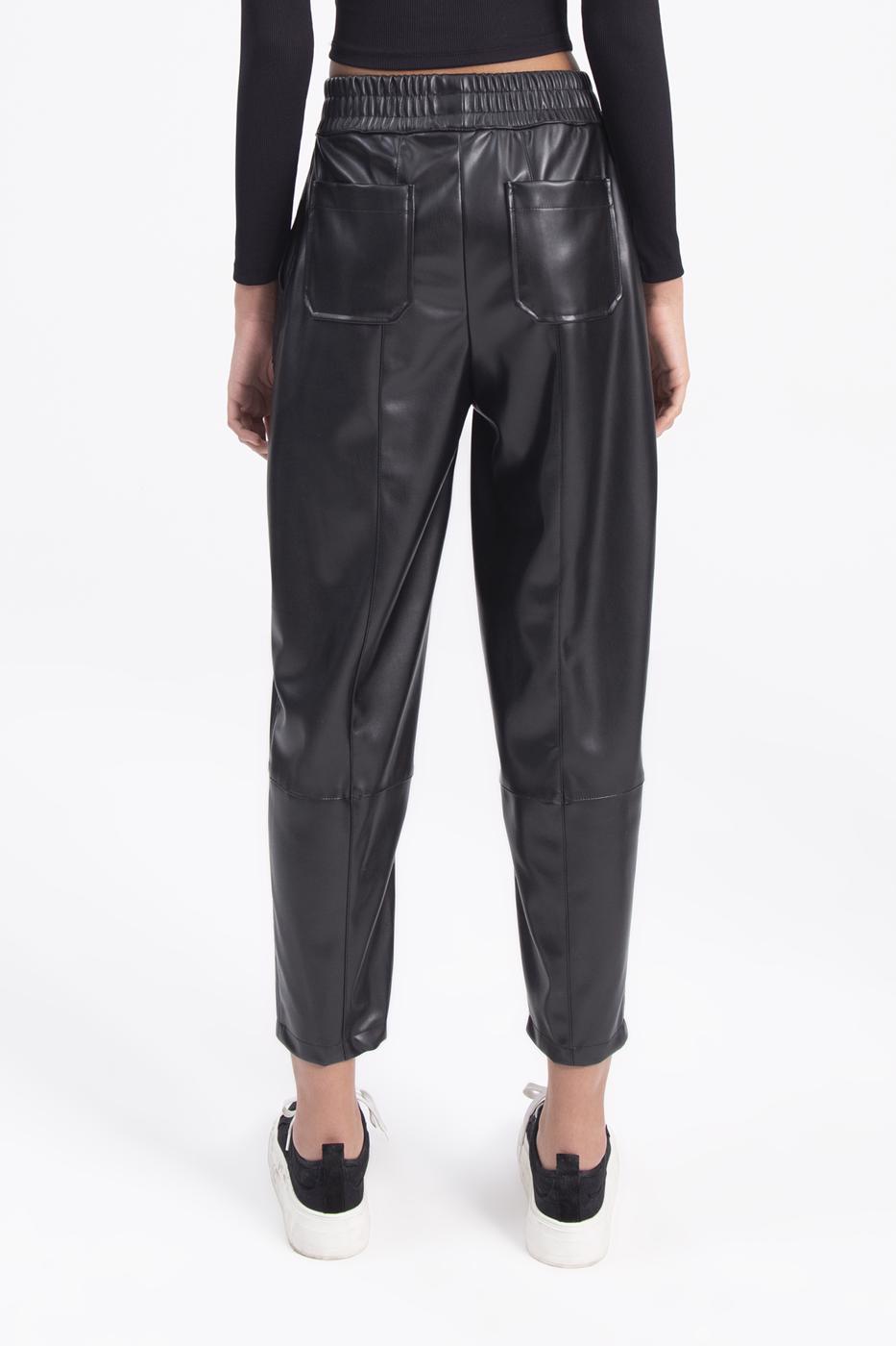 Faux leather jogger pants Black
