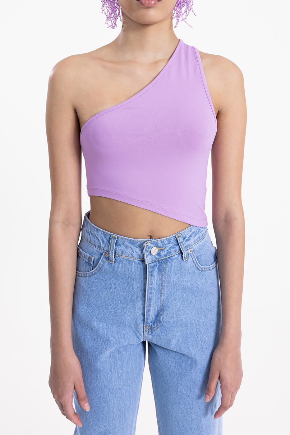 One shoulder asymetric hem top