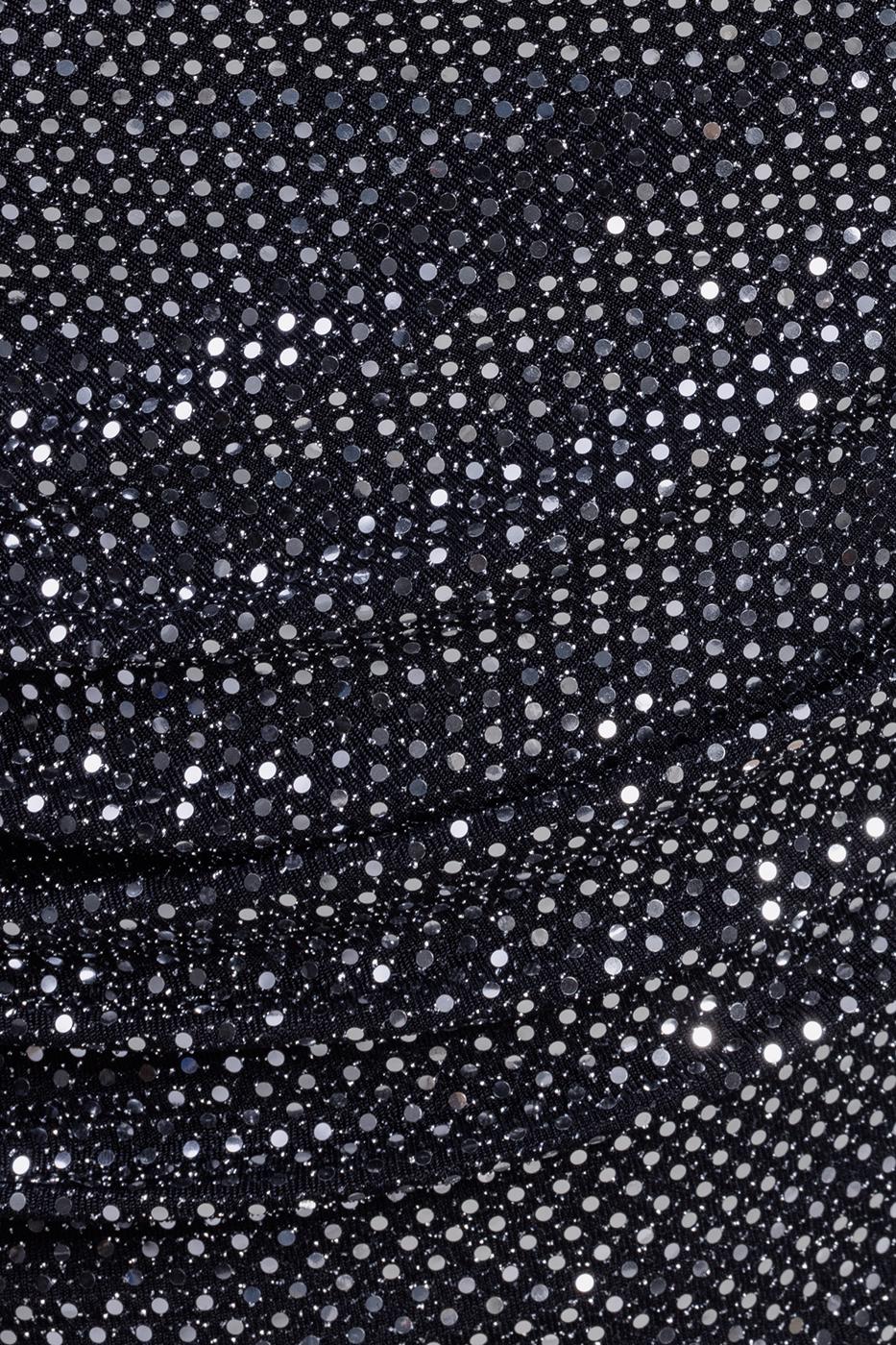 One Shoulder Sequined Midi Dress Silver