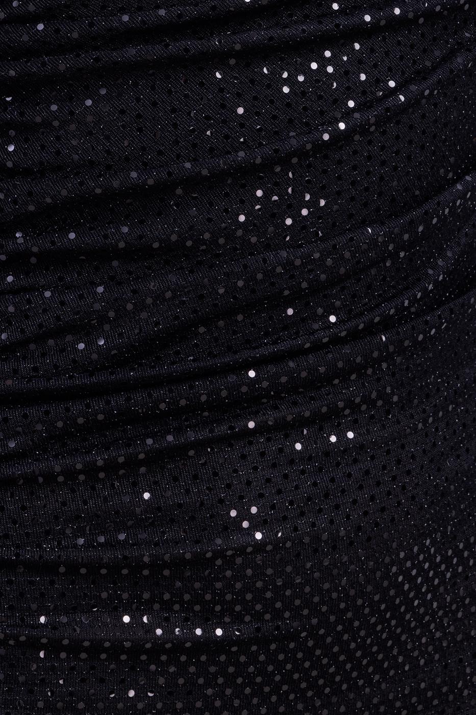 One Shoulder Sequined Midi Dress Black