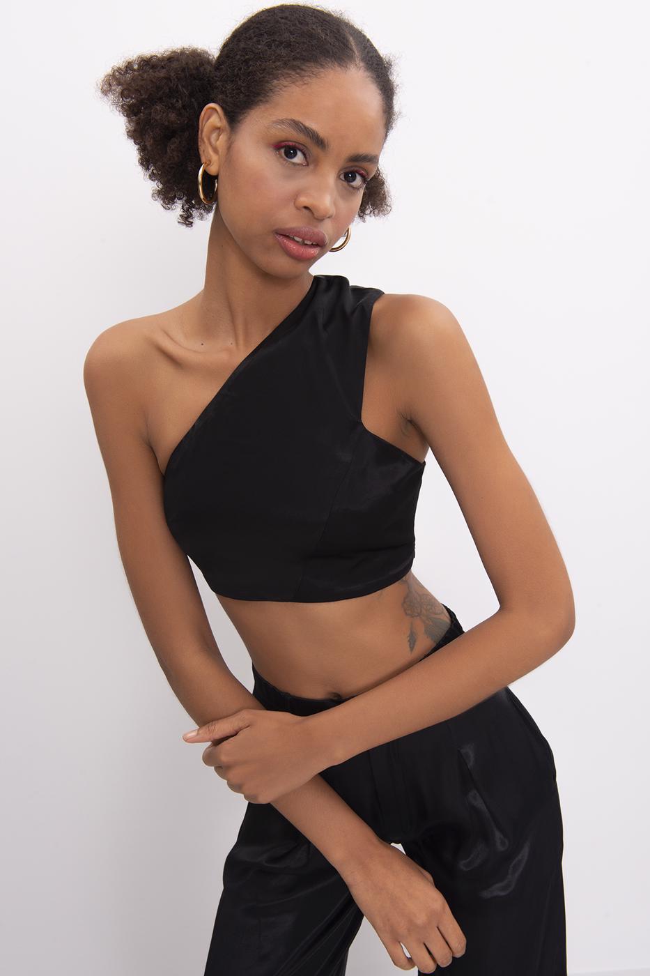 Tek Omuz Saten Bralet