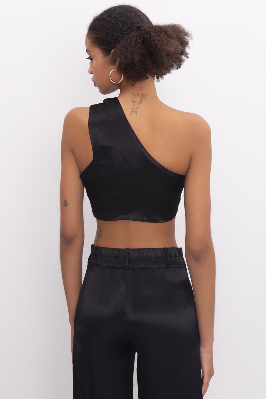 Tek Omuz Saten Bralet