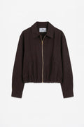 Tencel Metal Zipper Lined Jacket Brown