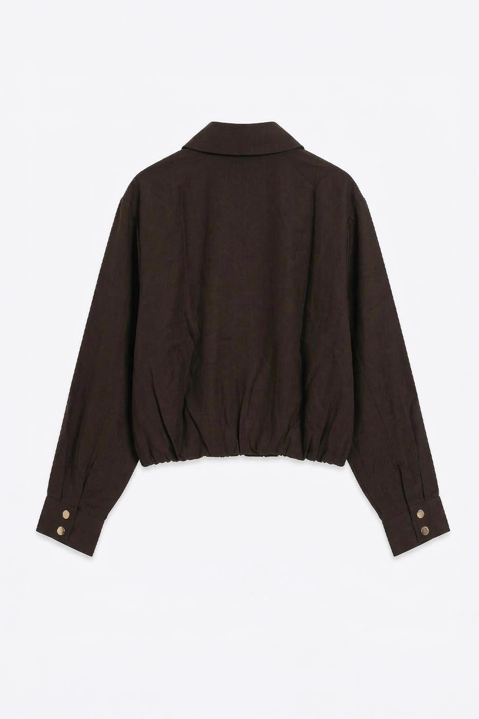 Tencel Metal Zipper Lined Jacket Brown